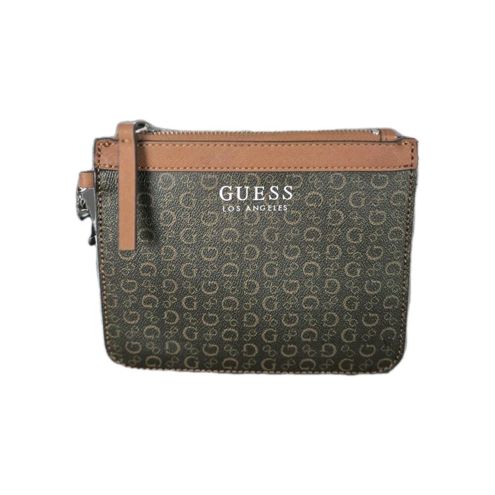 Guess Bag Clutch Wallet wristlet Designer Faux Leather Pouch Zip 7x6 In Monogram